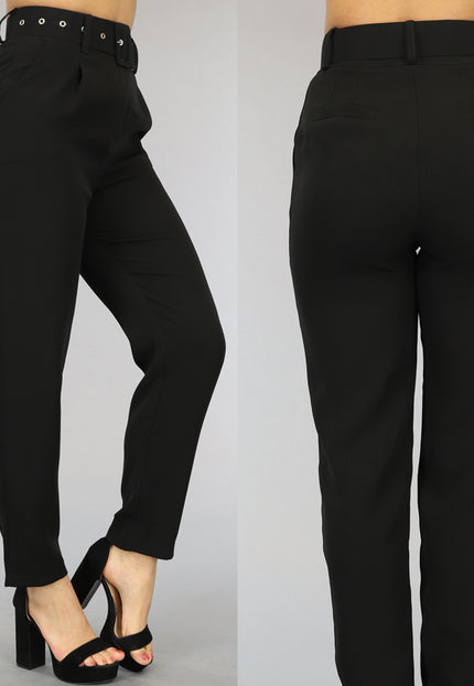 OP=OP.39.S Zwarte High Waist Pantalon met Riem