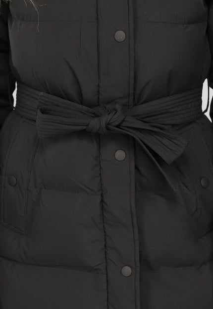 WINTER Zwarte Lange Donsjas met Tailleband