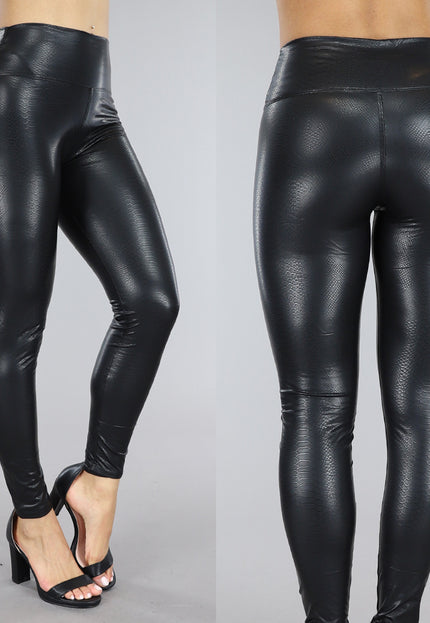 Zwarte Lederlook Legging