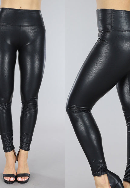 Zwarte Lederlook Legging