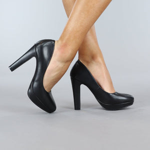 Zwarte Lederlook Pumps