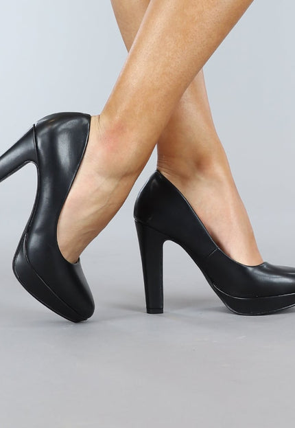 Zwarte Lederlook Pumps