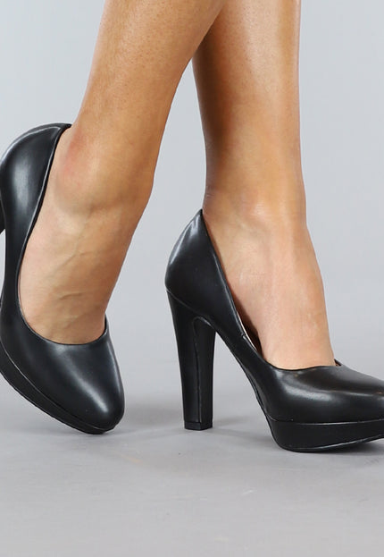 Zwarte Lederlook Pumps