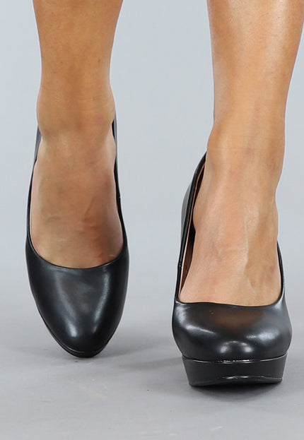 Zwarte Lederlook Pumps