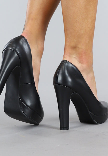 Zwarte Lederlook Pumps