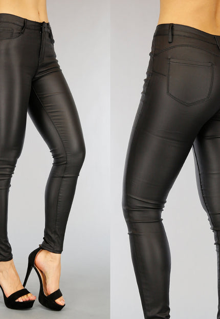 OP=OP.03.NL Zwarte Lederlook Push-Up Broek
