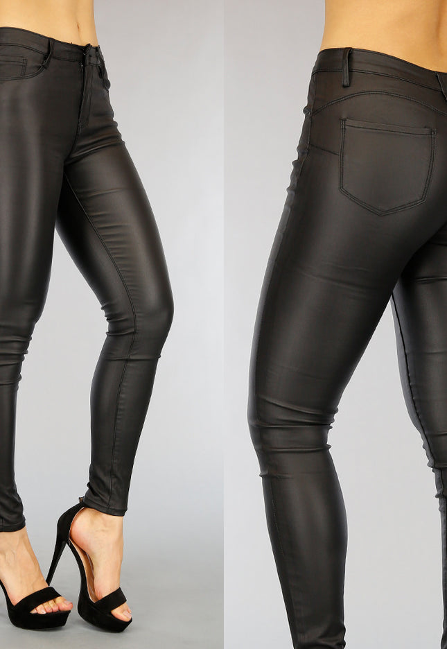 OP=OP.03.NL Zwarte Lederlook Push-Up Broek