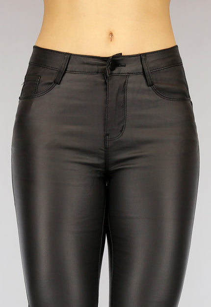 OP=OP.03.NL Zwarte Lederlook Push-Up Broek