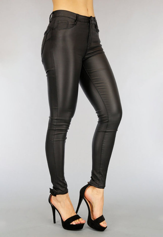 OP=OP.03.NL Zwarte Lederlook Push-Up Broek