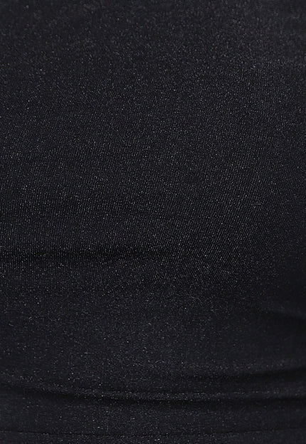 OP=OP.47.NL Zwarte Longsleeve Geplooide Top met Glitters