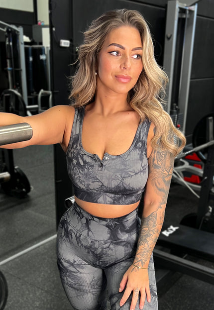 Zwarte Marmerlook Sporttop