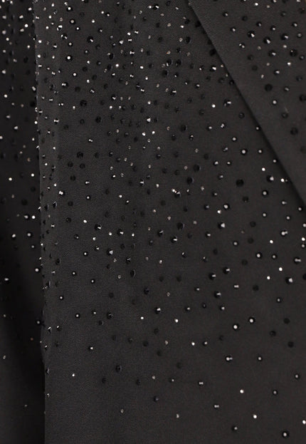 Zwarte Oversized Blazer met Glitter Steentjes