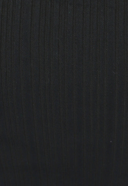 Zwarte Rib Midi Jurk