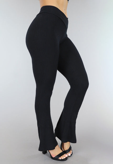 Zwarte Ribstof Flair Broek