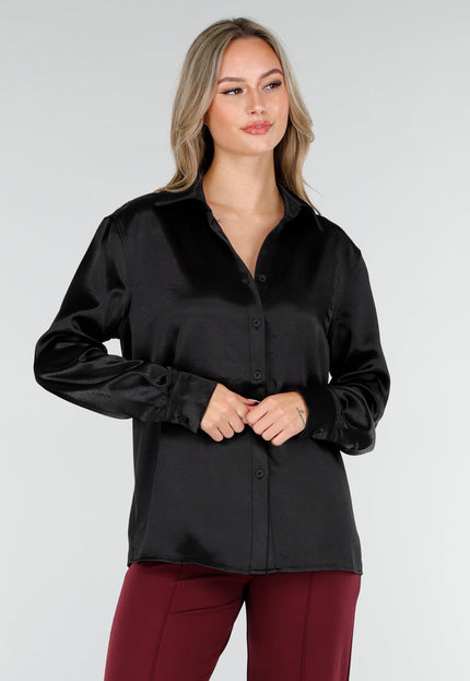 Zwarte Satijnen Blouse