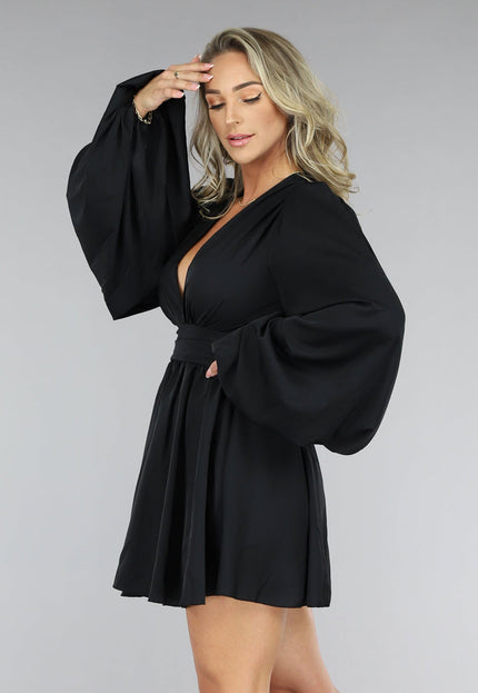 Zwarte Skaterjurk met Pofmouwen