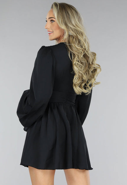 Zwarte Skaterjurk met Pofmouwen