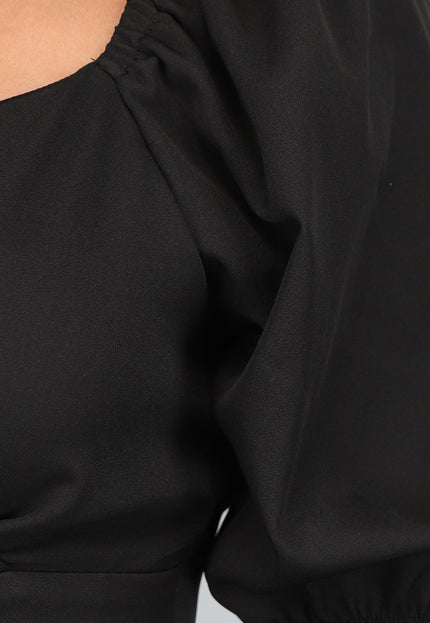 OP=OP.48.NL Zwarte Skaterjurk met Pofmouwen