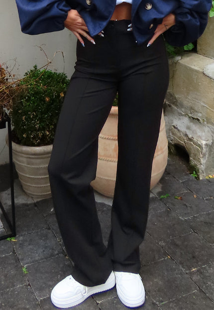 Zwarte Straight Leg Super Stretch Pantalon