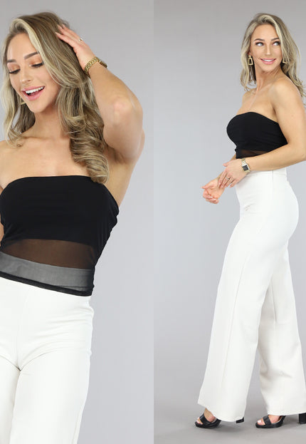 Zwarte Strapless Crop Top
