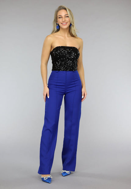 Zwarte Strapless Crop Top