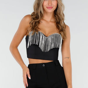 Zwarte Strass Bustier