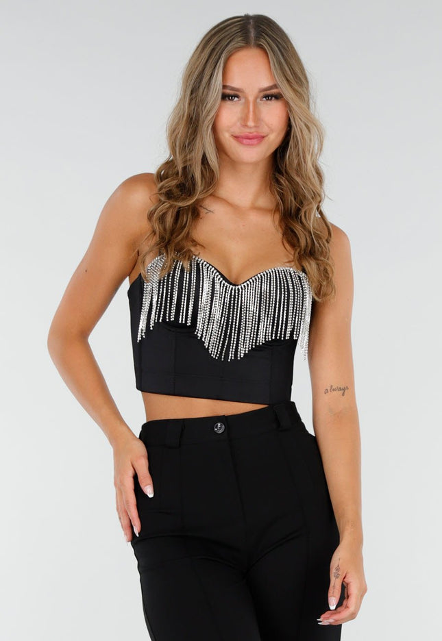 Zwarte Strass Bustier