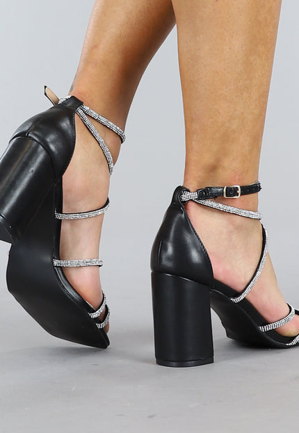 Zwarte Strass Sandaletten