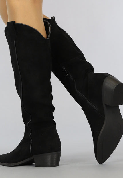 OP=OP.36.S Zwarte Suède-Look Cowboylaarzen