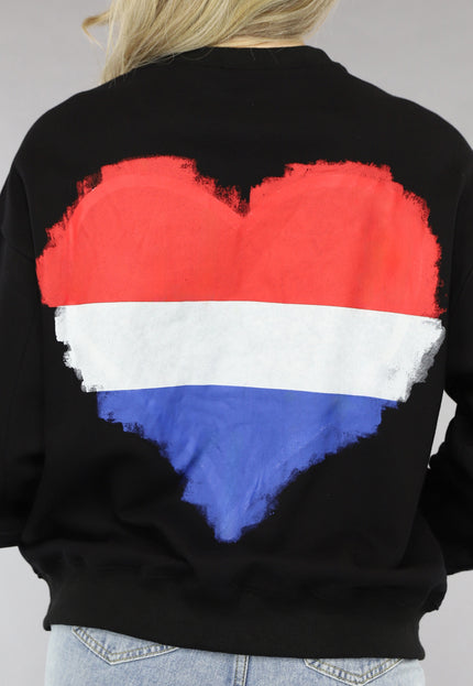 Zwarte Sweater met Nederlandse Vlag Hart