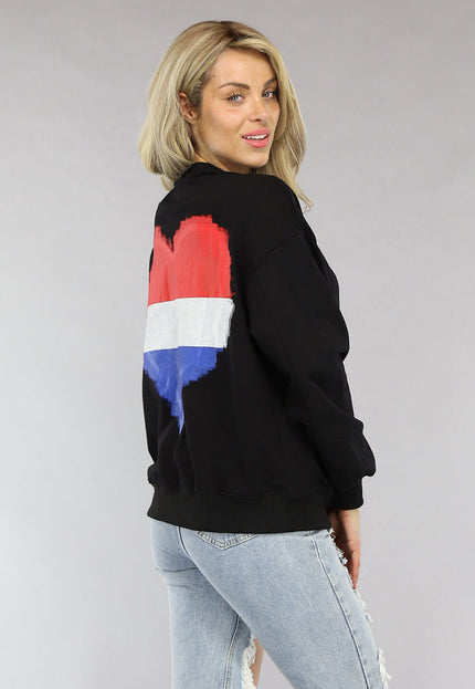 Zwarte Sweater met Nederlandse Vlag Hart