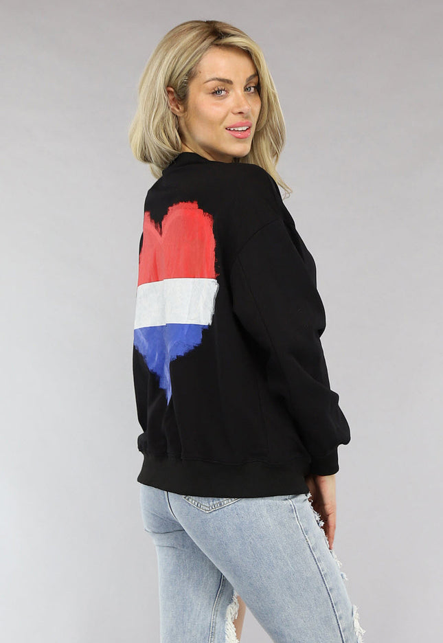 Zwarte Sweater met Nederlandse Vlag Hart