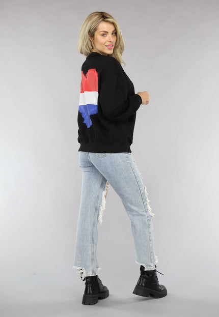 Zwarte Sweater met Nederlandse Vlag Hart