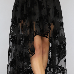 Zwarte Victorian Mullet Rok met Print