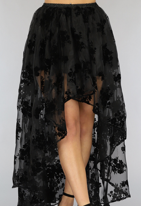 Zwarte Victorian Mullet Rok met Print