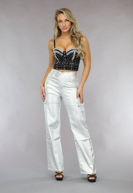 Zwarte Voorgevormde Glitter Top