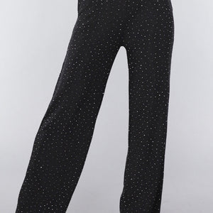 OP=OP.AV.12 Zwarte Wide Leg Glitter Broek