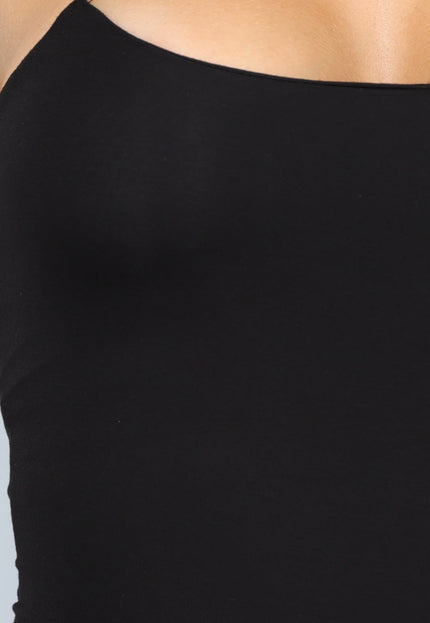 Zwarte Zachte Bodycon Jurk met Split