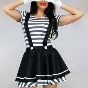 Zwart/Wit Mime Kostuum