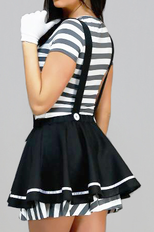 Zwart/Wit Mime Kostuum